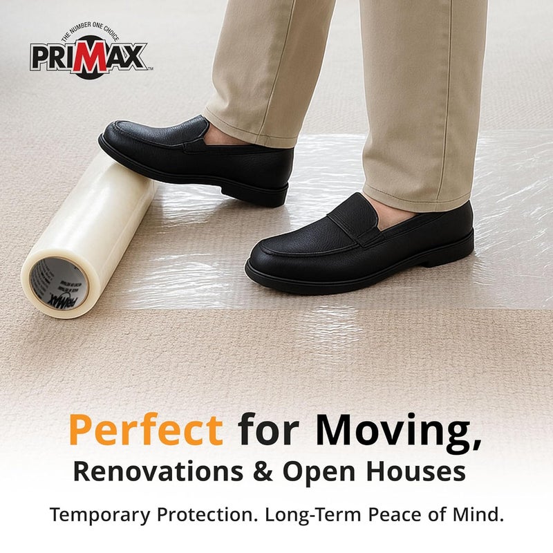 Primax Carpet Protector Film 24" x 200' – Self-Adhesive Carpet Protection Film – Clear Plastic Floor Cover – Sticky, Tear-Resistant, Easy Removal – for Moving, Painting, Construction - Image 2